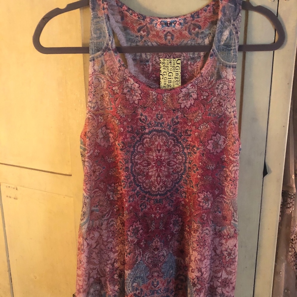 boho multi color tank top